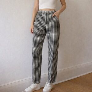 Max Mara Black White Gingham Cigarette Pants Size 8 Cottage Academia